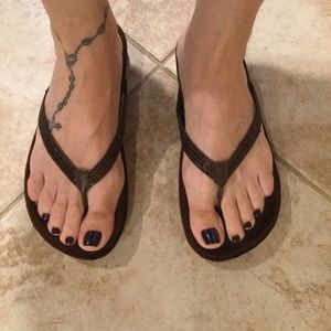 Burgundy Sequin Flip Flops